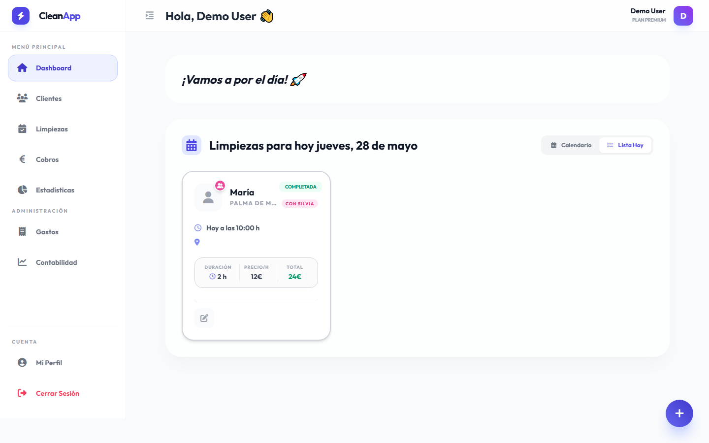 CleanApp Dashboard Real Screenshot